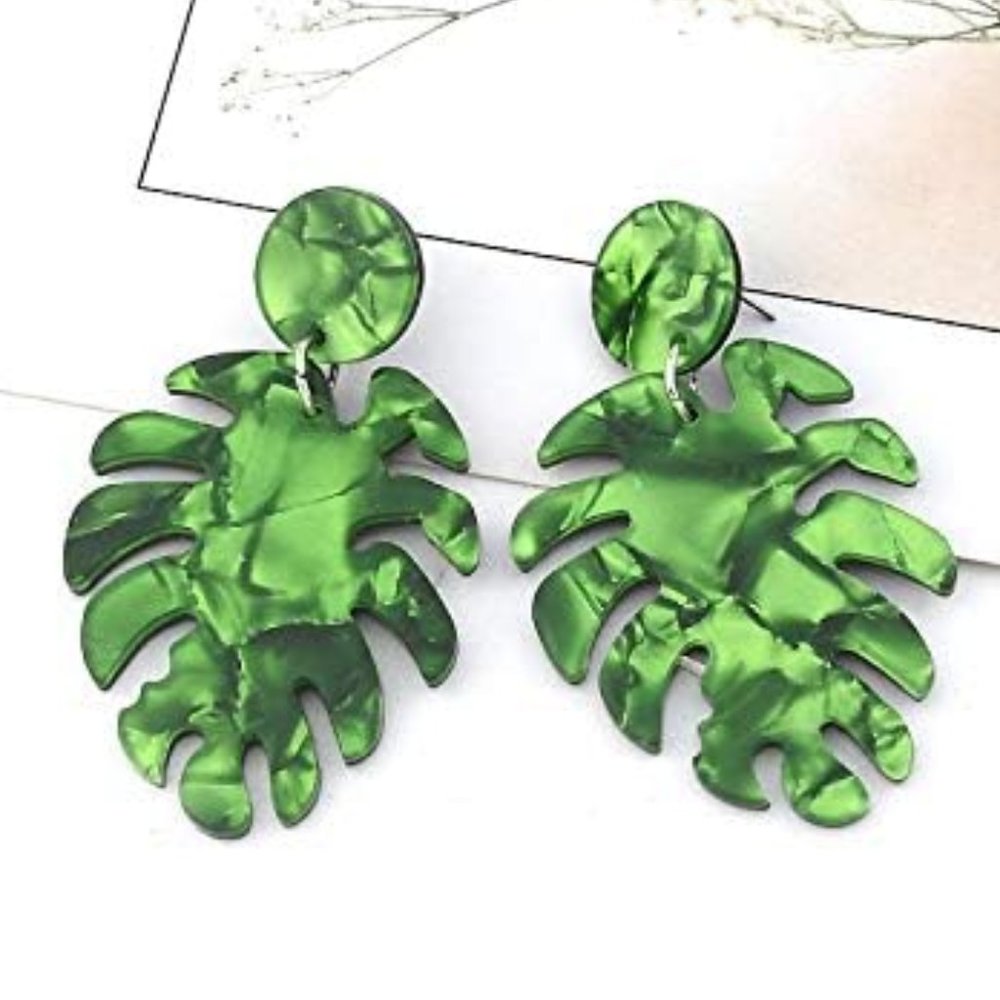 ZARA Green Palm Leaf Earrings